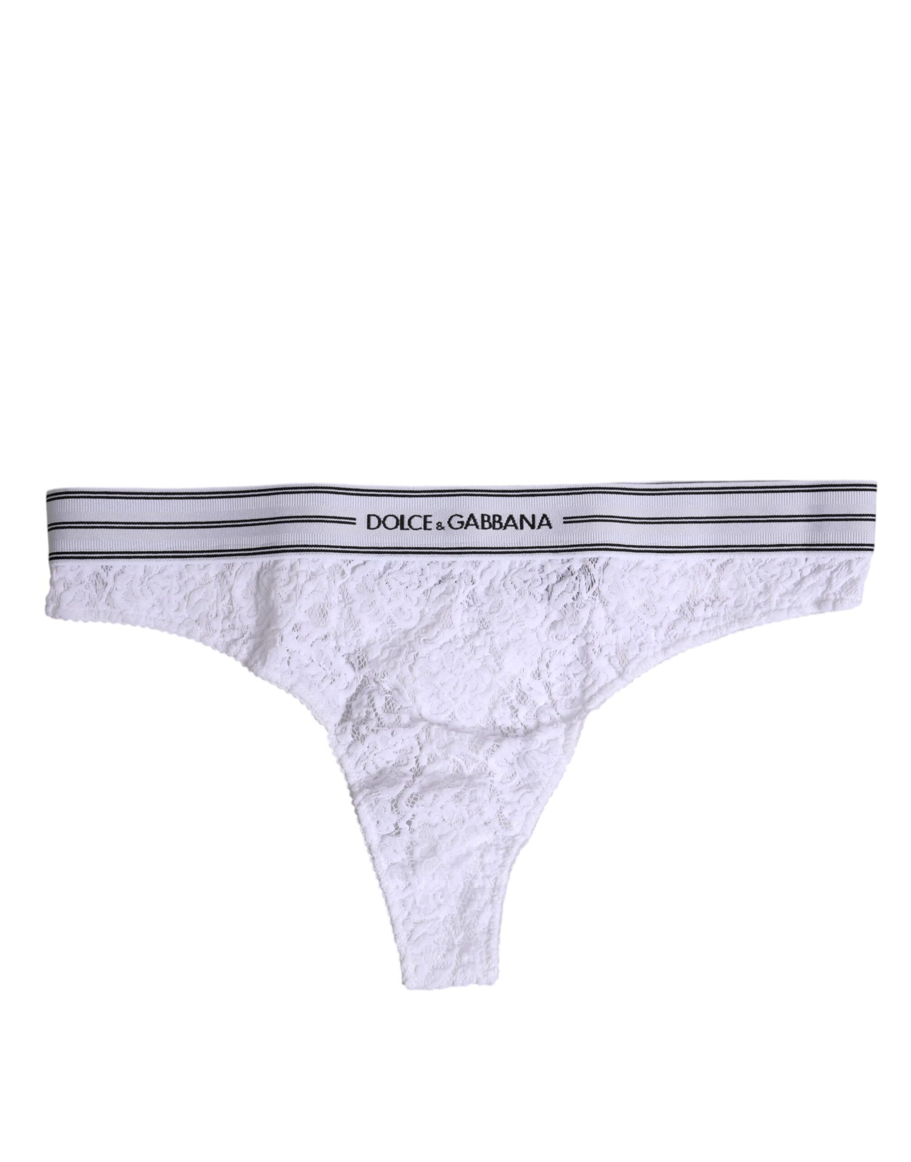 Dolce & Gabbana Weißes Nylon Floral Lace Bottom Panty Unterwäsche
