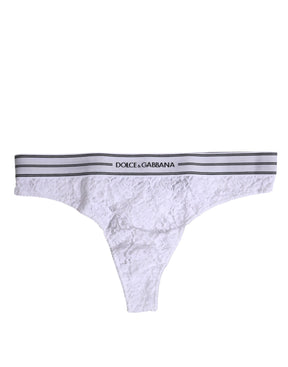 Dolce & Gabbana Weißes Nylon Floral Lace Bottom Panty Unterwäsche