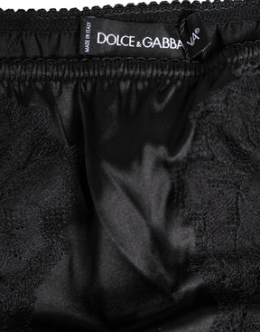 Dolce & Gabbana Schwarzes Seiden-Spitzen-Stretch-Bikini-Höschen Unterwäsche