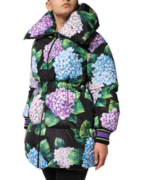 Dolce & Gabbana Gesteppte Jacke mit mehrfarbigem Blumendruck und Puffer