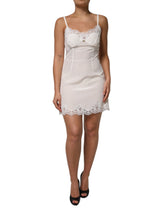 Dolce & Gabbana Weißes DG Logo-Spitzenkleid aus Seide Nachtwäsche