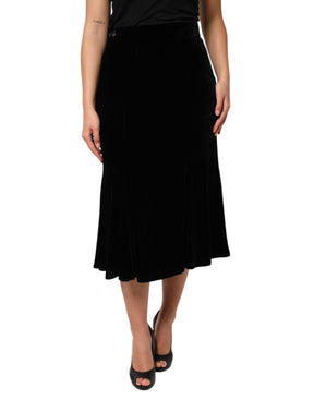 Dolce & Gabbana Schwarzer Midirock mit hoher Taille und ausgestellter Passform