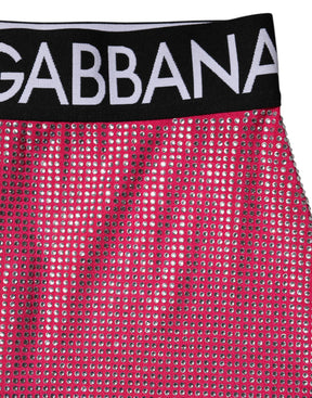 Dolce & Gabbana Rosa strassbesetzter Logo-Minirock
