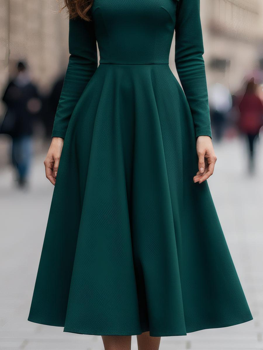 Elegantes Smaragdgrünes Midi-Kleid - Dein Luxus-Outfit für den Winter