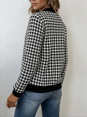 Winter Hahnentritt Bomberjacke warm & stylisch Zip Up