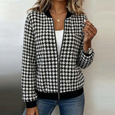 Winter Hahnentritt Bomberjacke warm & stylisch Zip Up