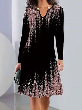 Unique V-Neck Long Sleeve Mini Dress - Herbstsfrische trifft Eleganz