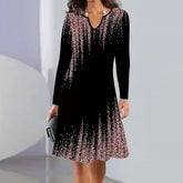 Unique V-Neck Long Sleeve Mini Dress - Herbstsfrische trifft Eleganz