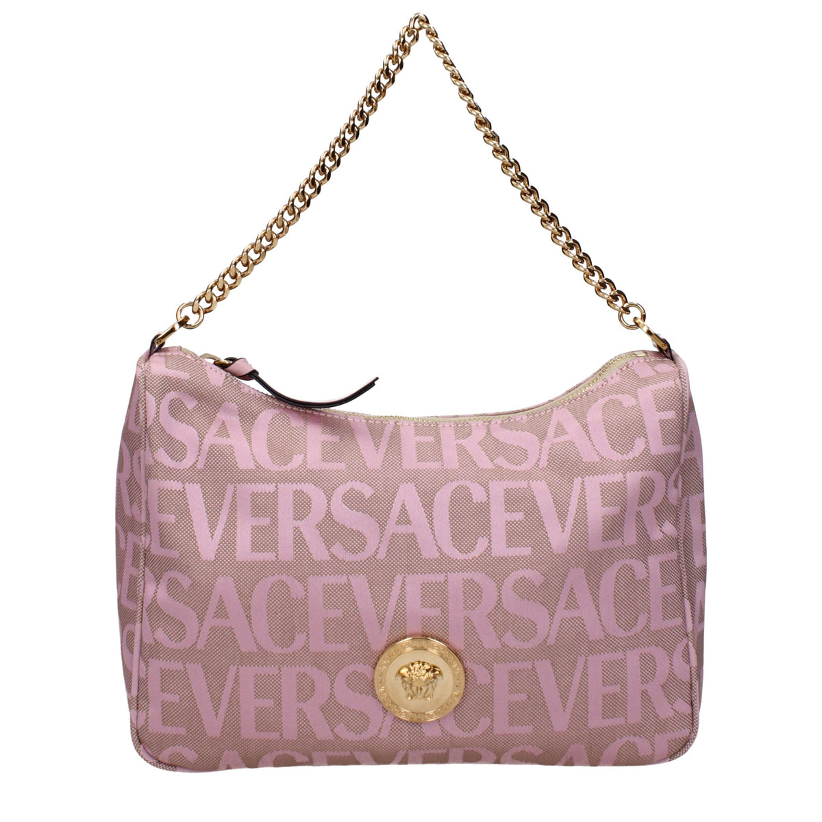 Versace Beigefarbene Stoffhandtasche