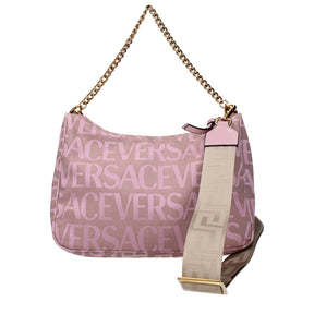 Versace Beigefarbene Stoffhandtasche