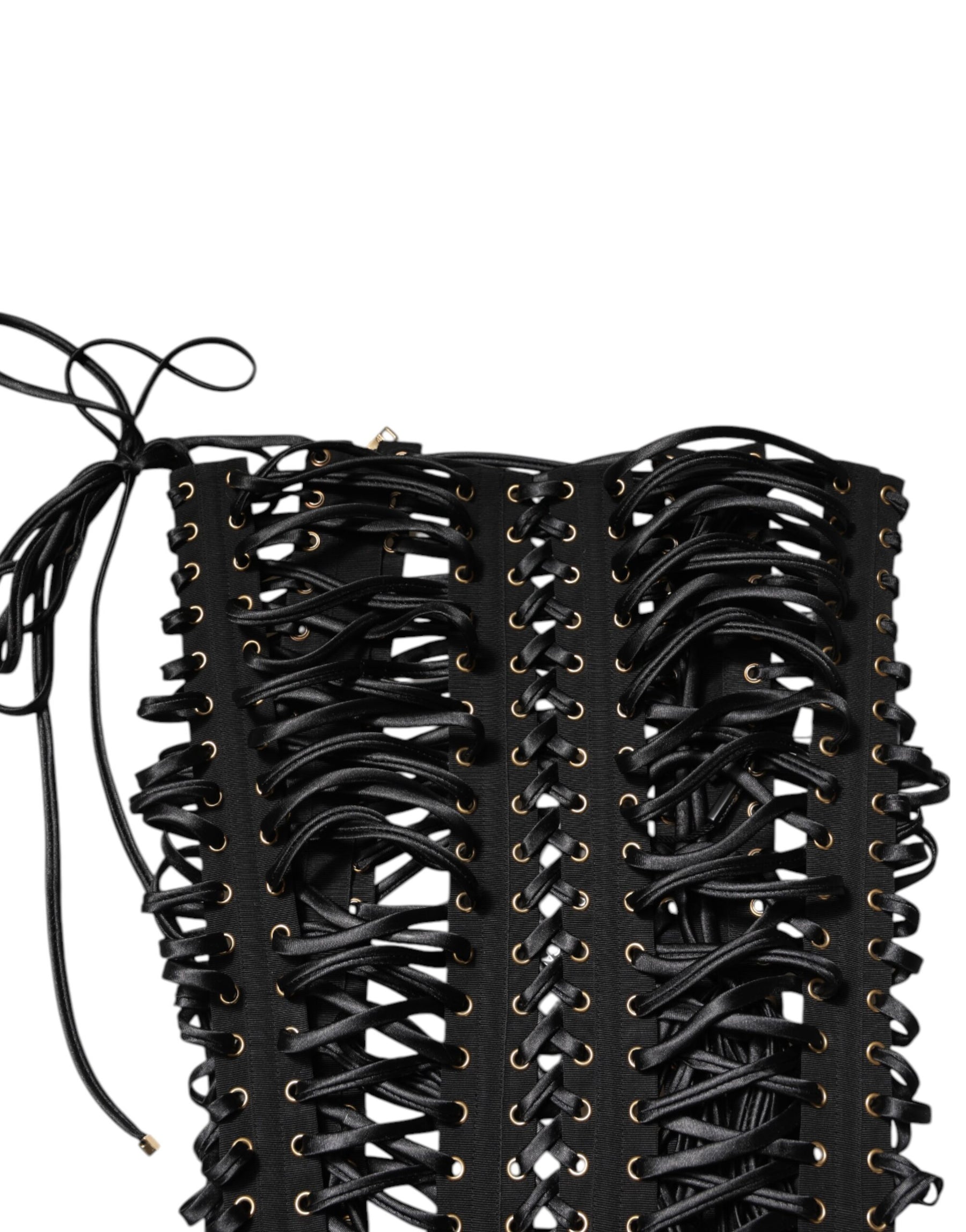 Dolce & Gabbana Schwarzes mit Ösen verziertes Korsett-Top