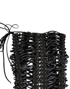 Dolce & Gabbana Schwarzes mit Ösen verziertes Korsett-Top