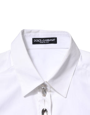 Dolce & Gabbana Weißes kristallverziertes Hemd mit Kragen