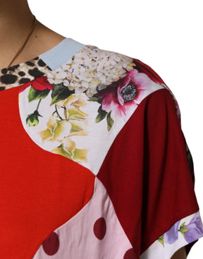 Dolce & Gabbana Multicolor Patchwork-Baumwoll-Seidenbluse Top