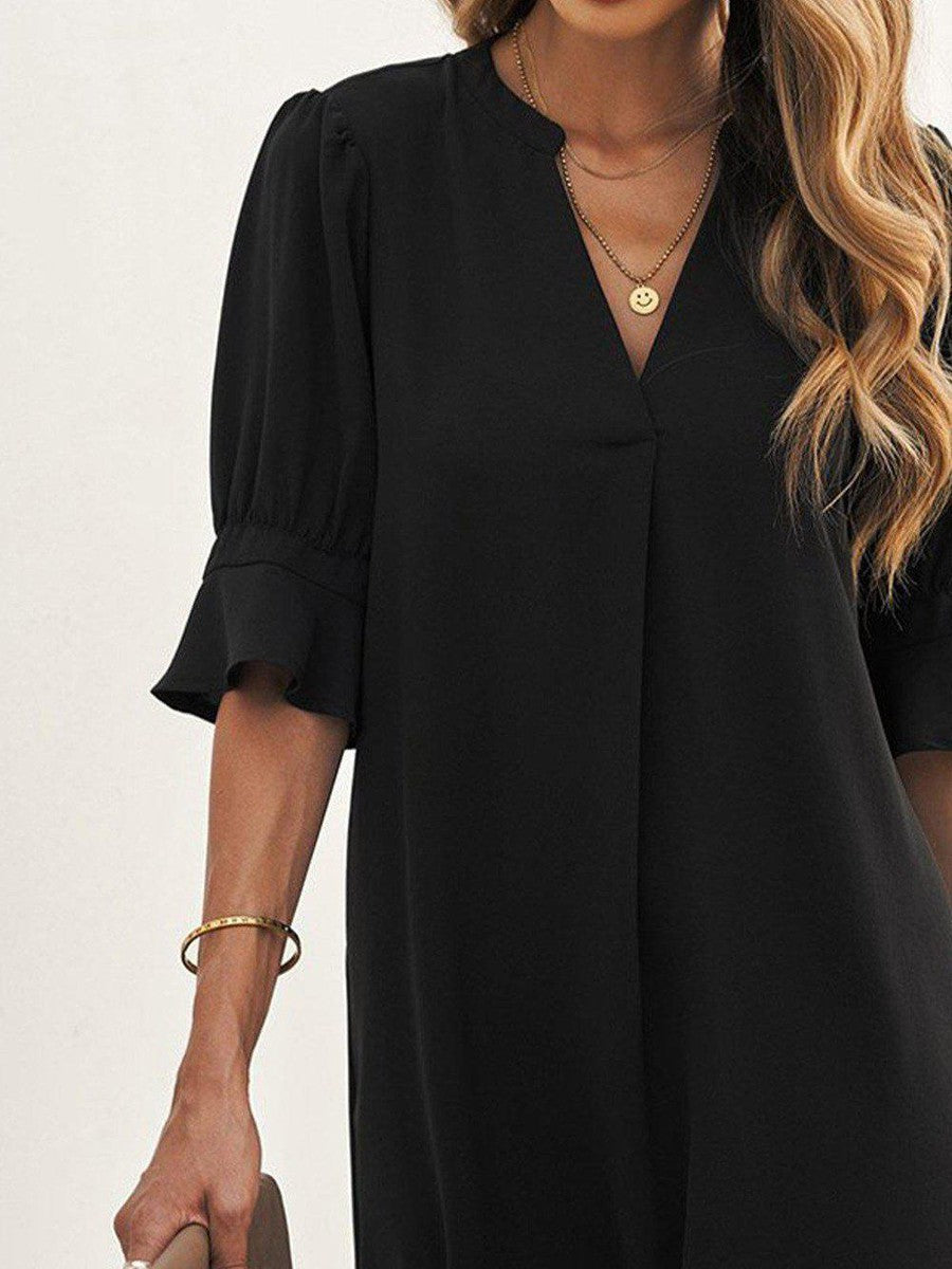 Herbstsbegleiter 'One for the Ages' Schwarzes Shift-Kleid - Vielseitig & Komfortabel