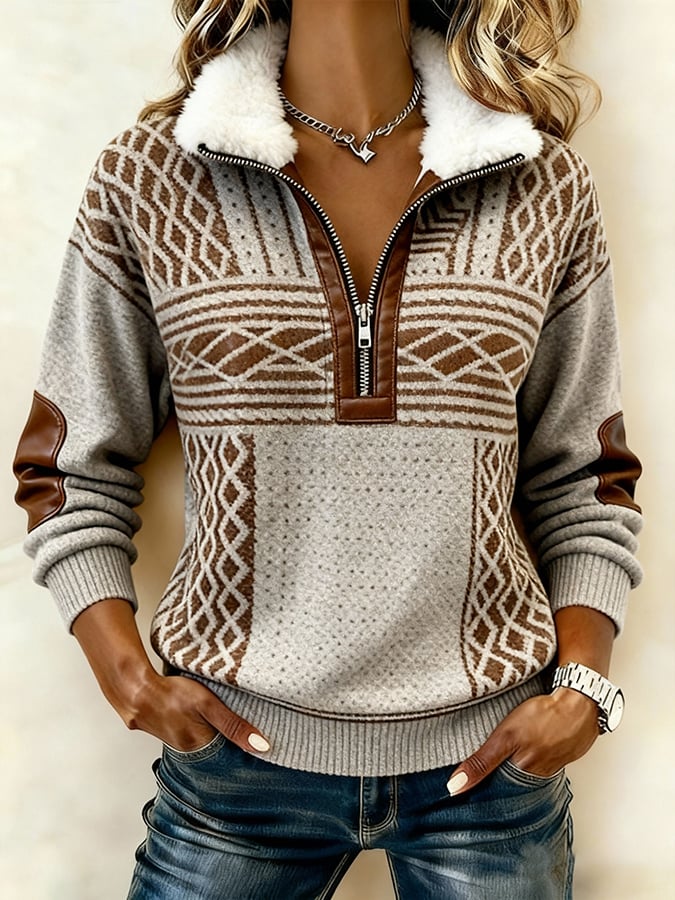 Damen Winter Fleece Pullover Sweatshirt kuschelig warm