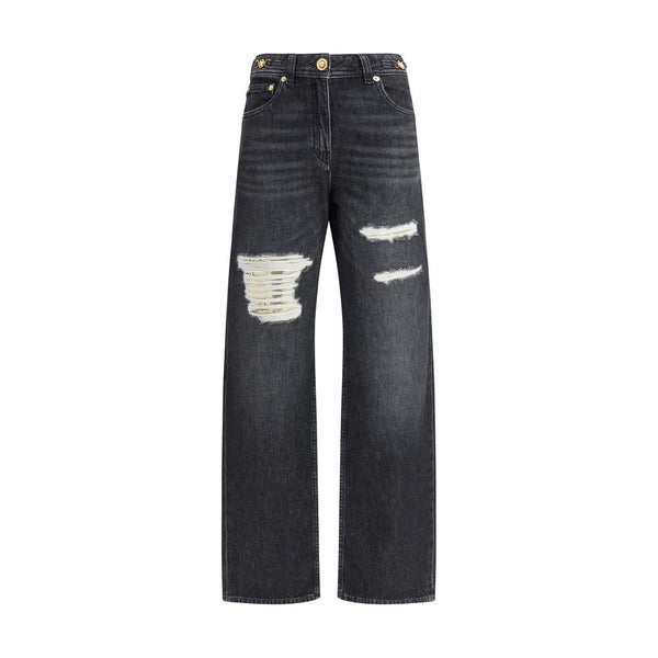 Versace Schwarze Baumwolljeans mit lockerer Passform