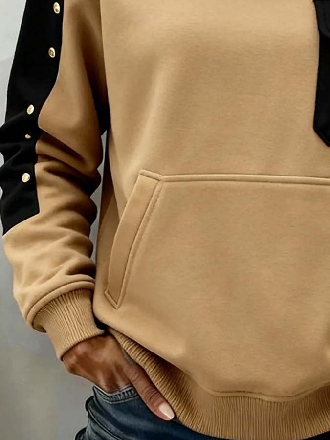 Damen Winter Colorblock Pullover warm & kuschelig camel-schwarz