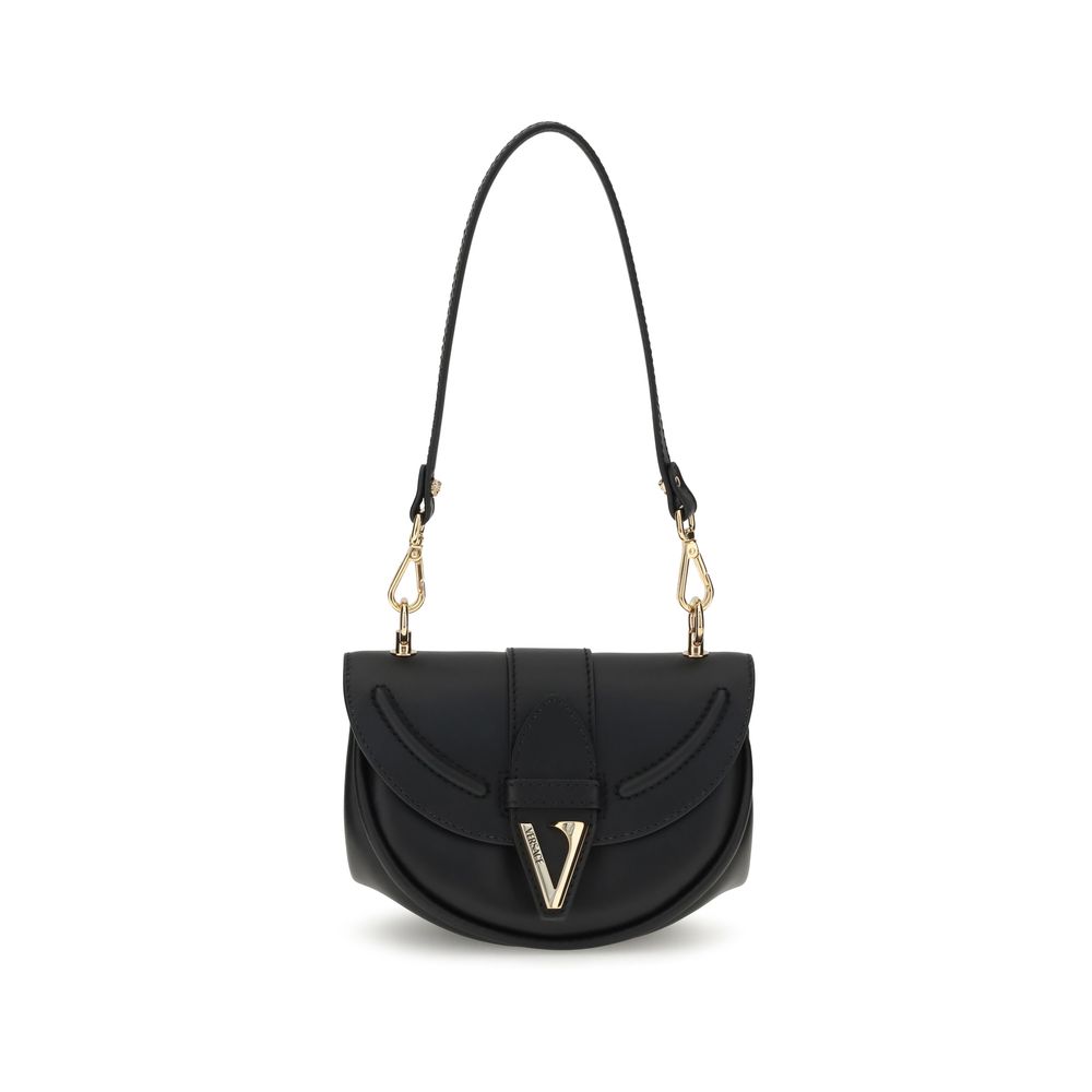 Versace Schwarze Kalbshaut Bos Taurus Schultertasche