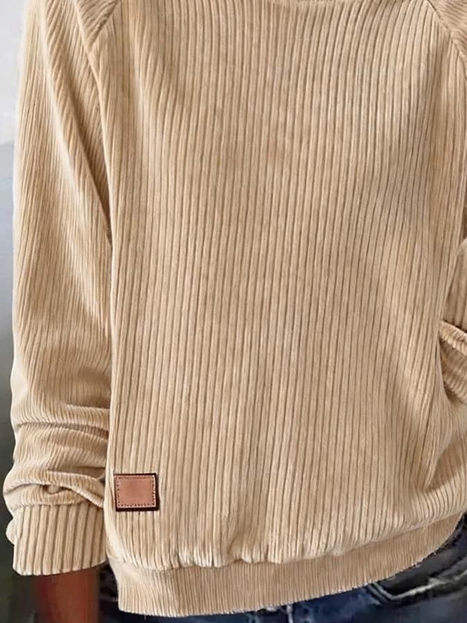 Kuscheliges Corduroy Damen Sweatshirt Beige für Winter