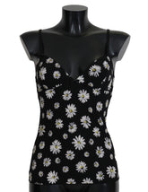 Dolce & Gabbana Schwarzes Daisy Print Kleid Dessous Chemisole