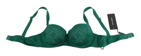 Dolce & Gabbana Grüner Seiden-Stretch-BH aus floraler Spitze Unterwäsche