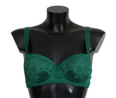 Dolce & Gabbana Grüner Seiden-Stretch-BH aus floraler Spitze Unterwäsche