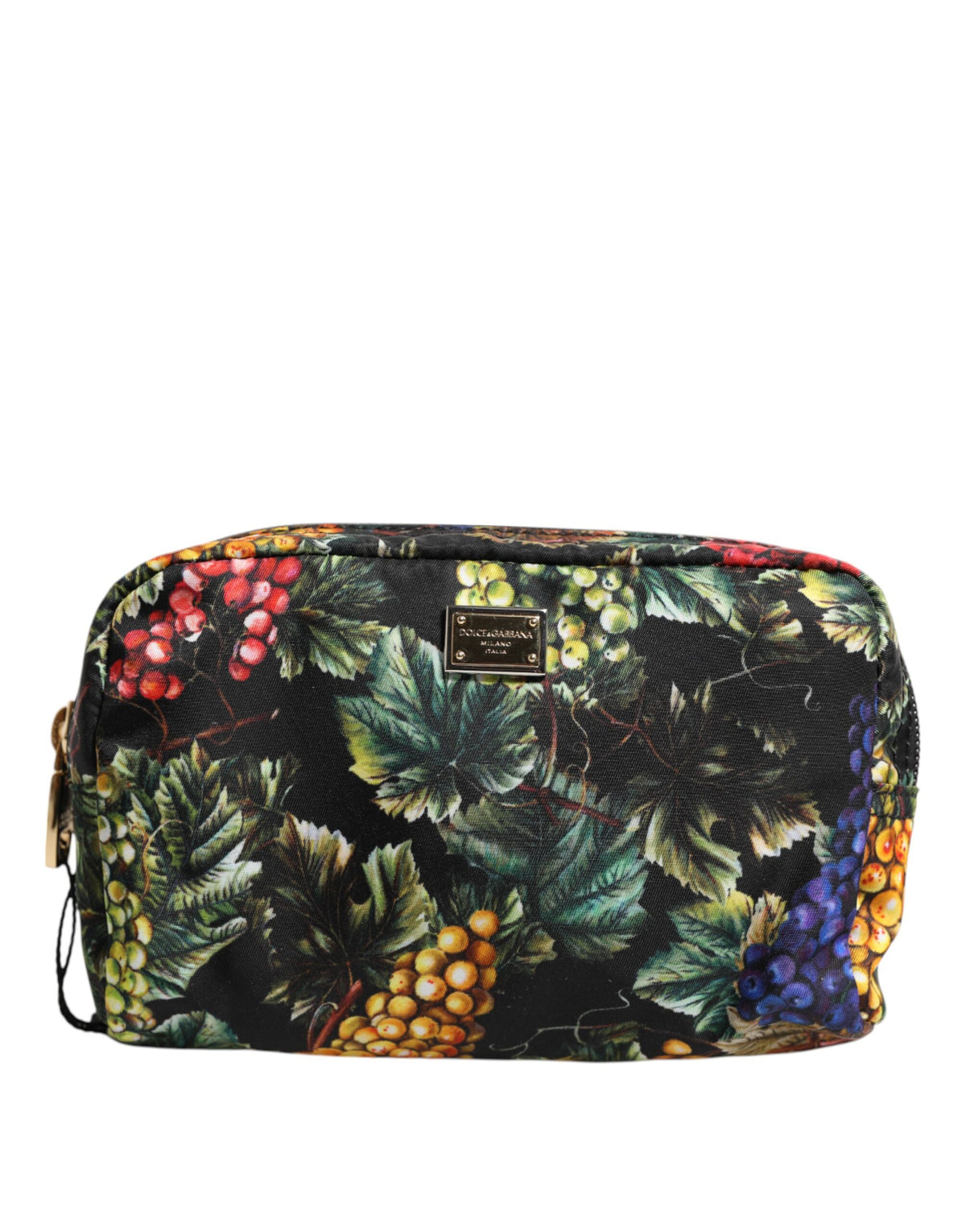 Dolce & Gabbana Multicolor Grape Print Clutch Logo Plaque Pouch Tasche