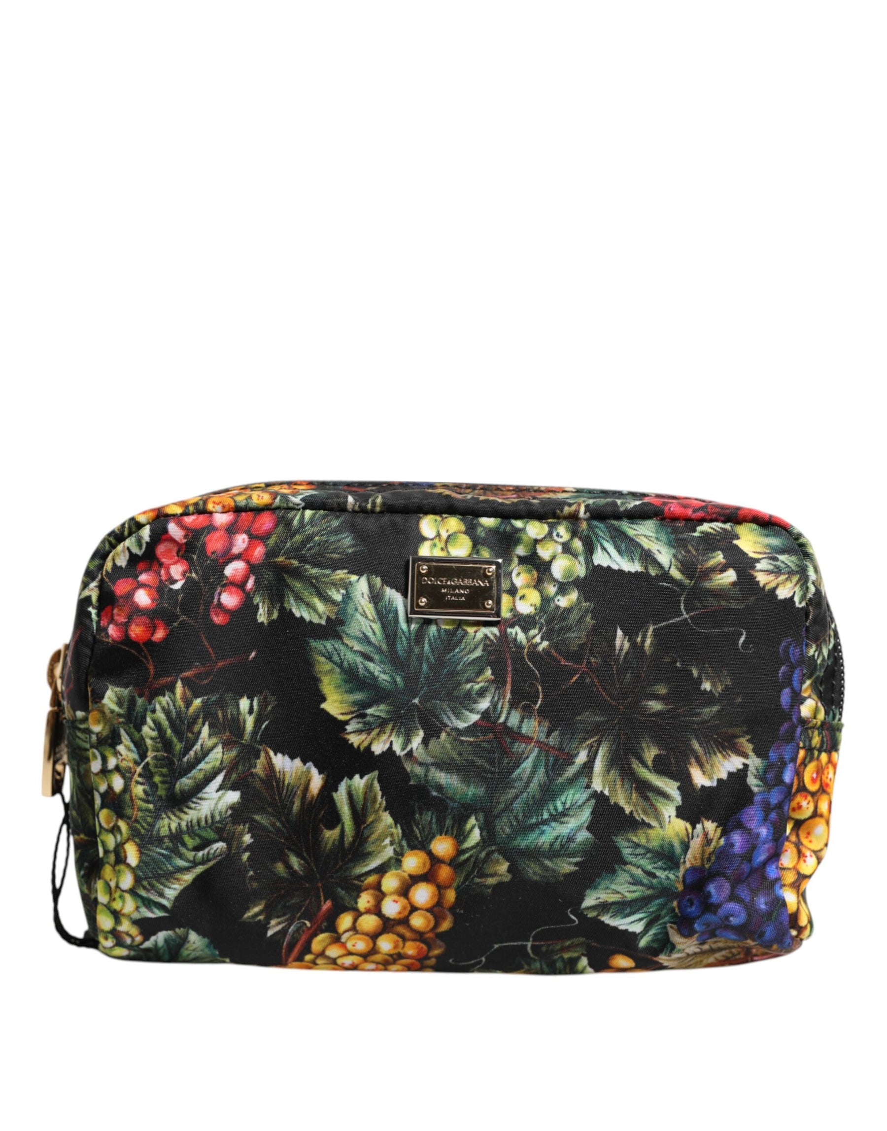 Dolce & Gabbana Multicolor Grape Print Clutch Logo Plaque Pouch Tasche