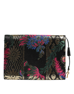 Dolce & Gabbana Multicolor Jacquard Floral Dokument Aktentasche Tasche