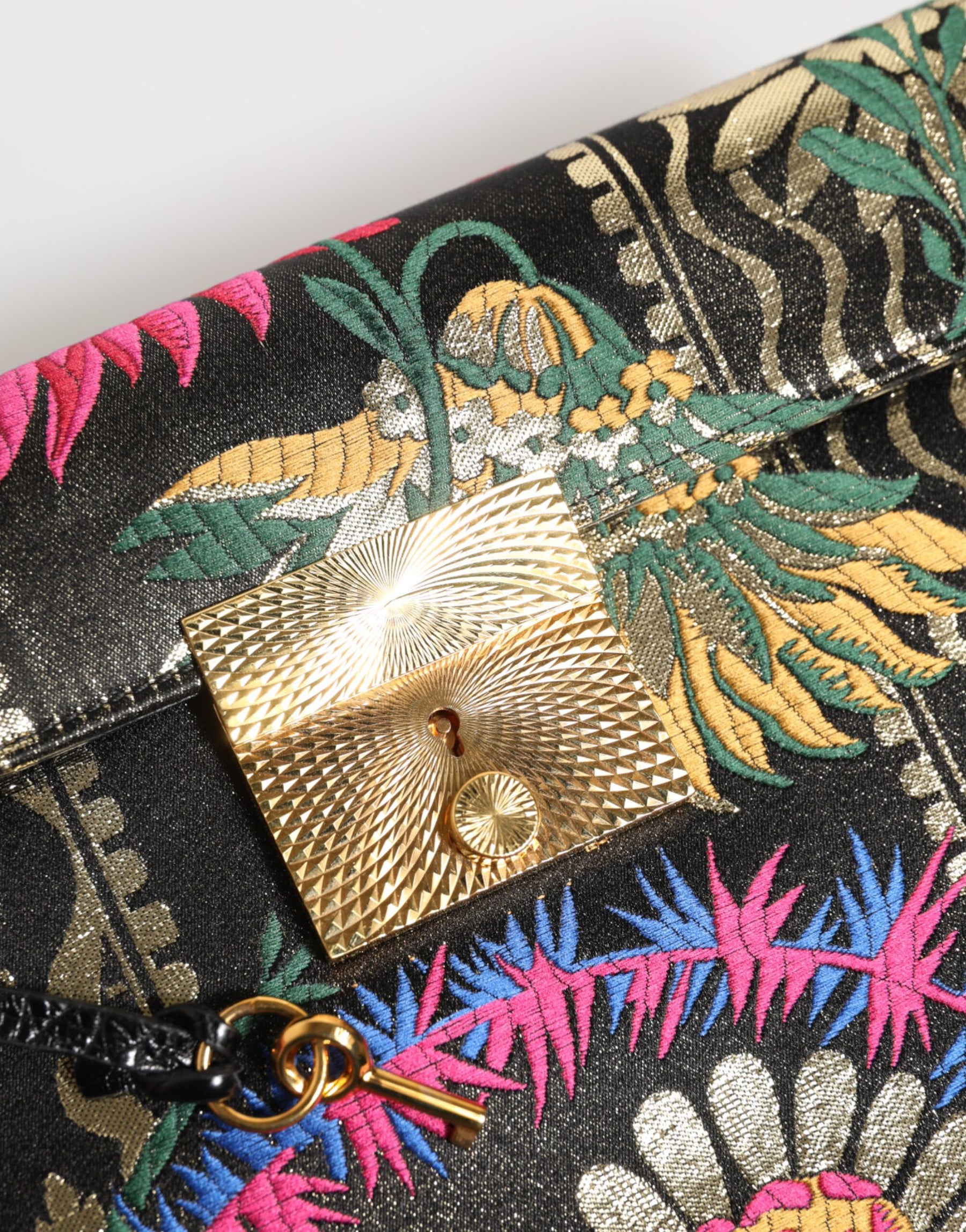 Dolce & Gabbana Multicolor Jacquard Floral Dokument Aktentasche Tasche