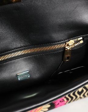 Dolce & Gabbana Multicolor Jacquard Floral Dokument Aktentasche Tasche