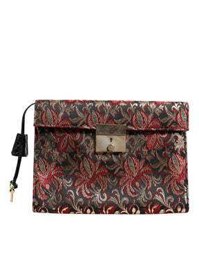 Dolce & Gabbana Multicolor Jacquard Floral Dokument Aktentasche Tasche