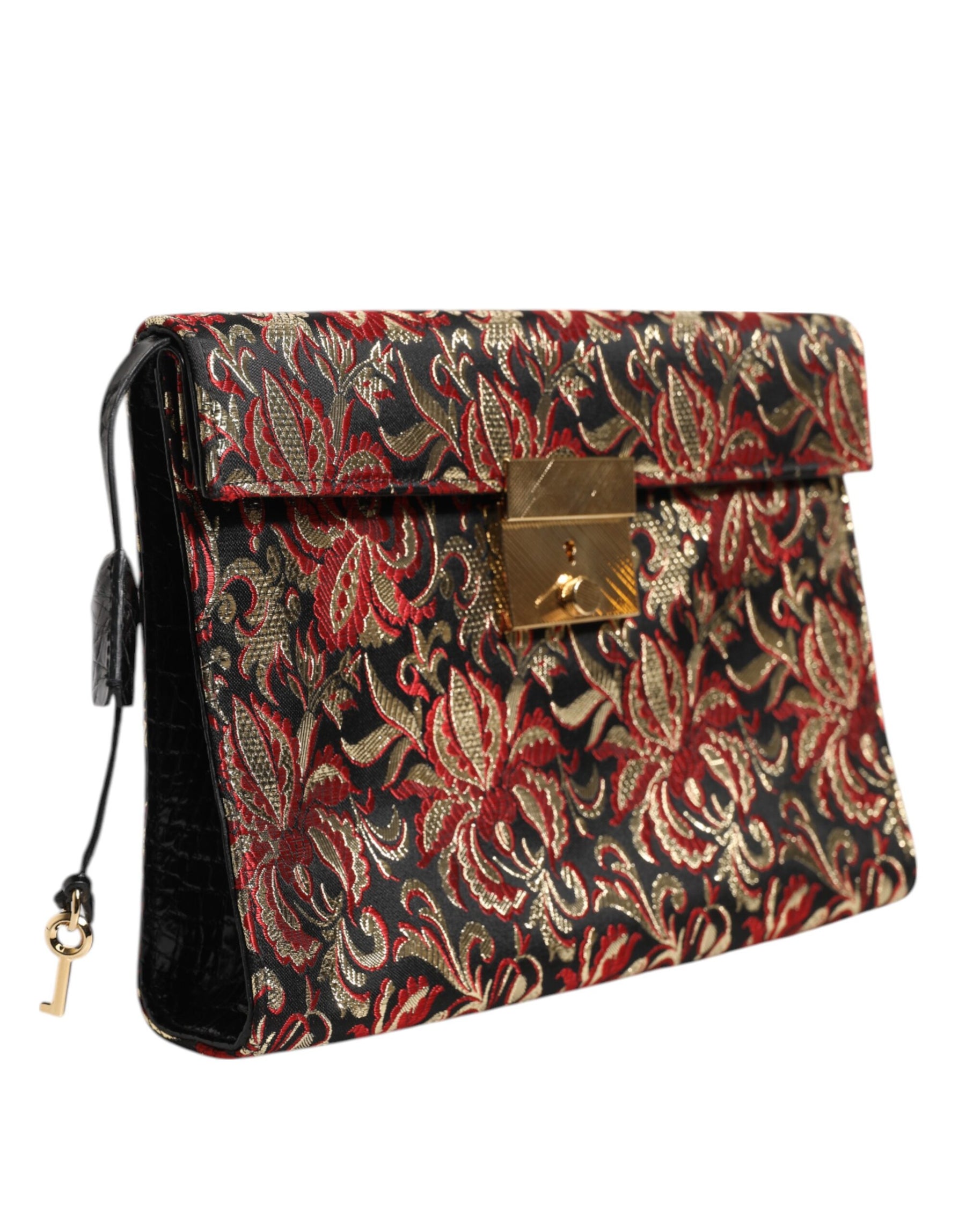 Dolce & Gabbana Multicolor Jacquard Floral Dokument Aktentasche Tasche
