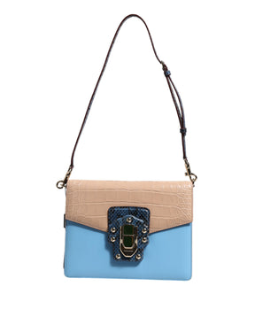 Dolce & Gabbana Blau Beige Exotisches Leder LUCIA Crossbody Tasche