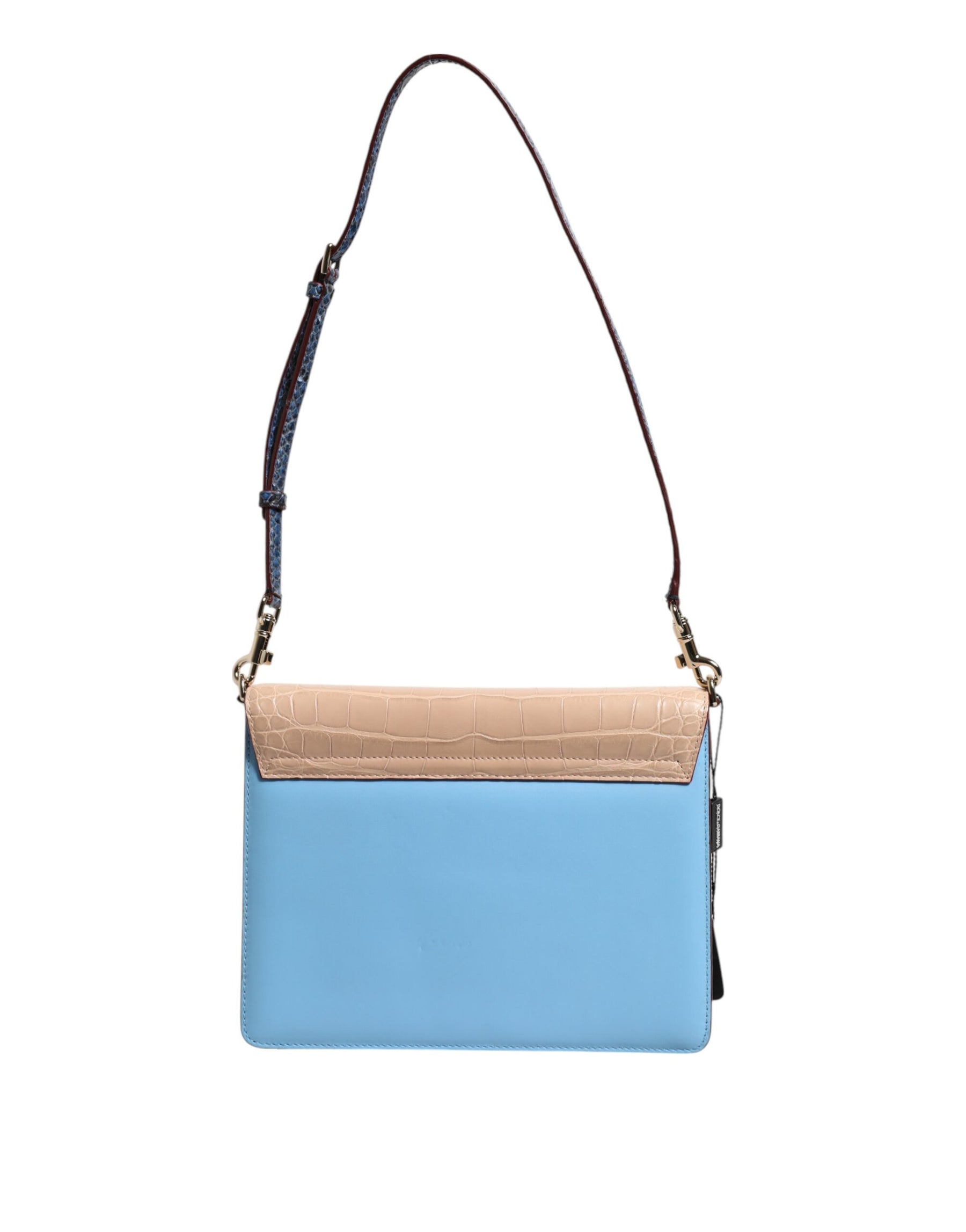 Dolce & Gabbana Blau Beige Exotisches Leder LUCIA Crossbody Tasche