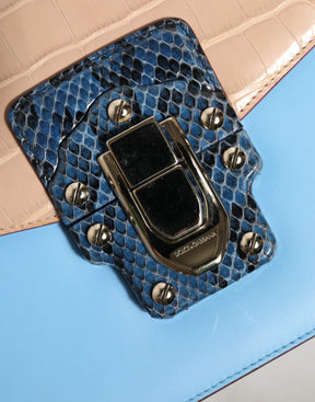 Dolce & Gabbana Blau Beige Exotisches Leder LUCIA Crossbody Tasche