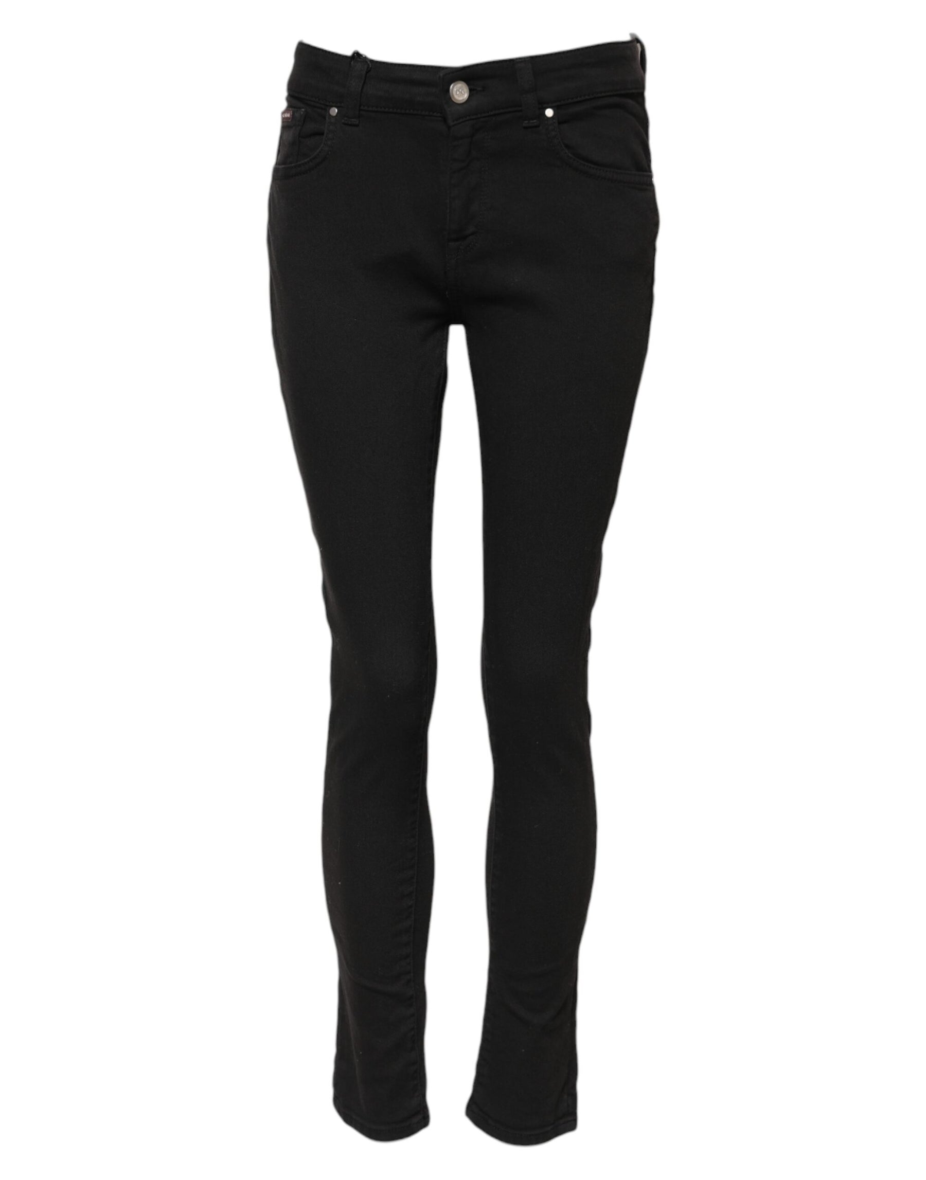 Dolce & Gabbana Schwarze Skinny Denim-Jeans aus Baumwolle mit mittlerer Taille