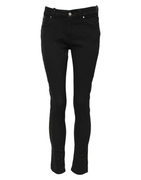 Dolce & Gabbana Schwarze Skinny Denim-Jeans aus Baumwolle mit mittlerer Taille