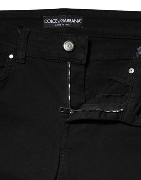 Dolce & Gabbana Schwarze Skinny Denim-Jeans aus Baumwolle mit mittlerer Taille