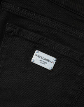 Dolce & Gabbana Schwarze Skinny Denim-Jeans aus Baumwolle mit mittlerer Taille