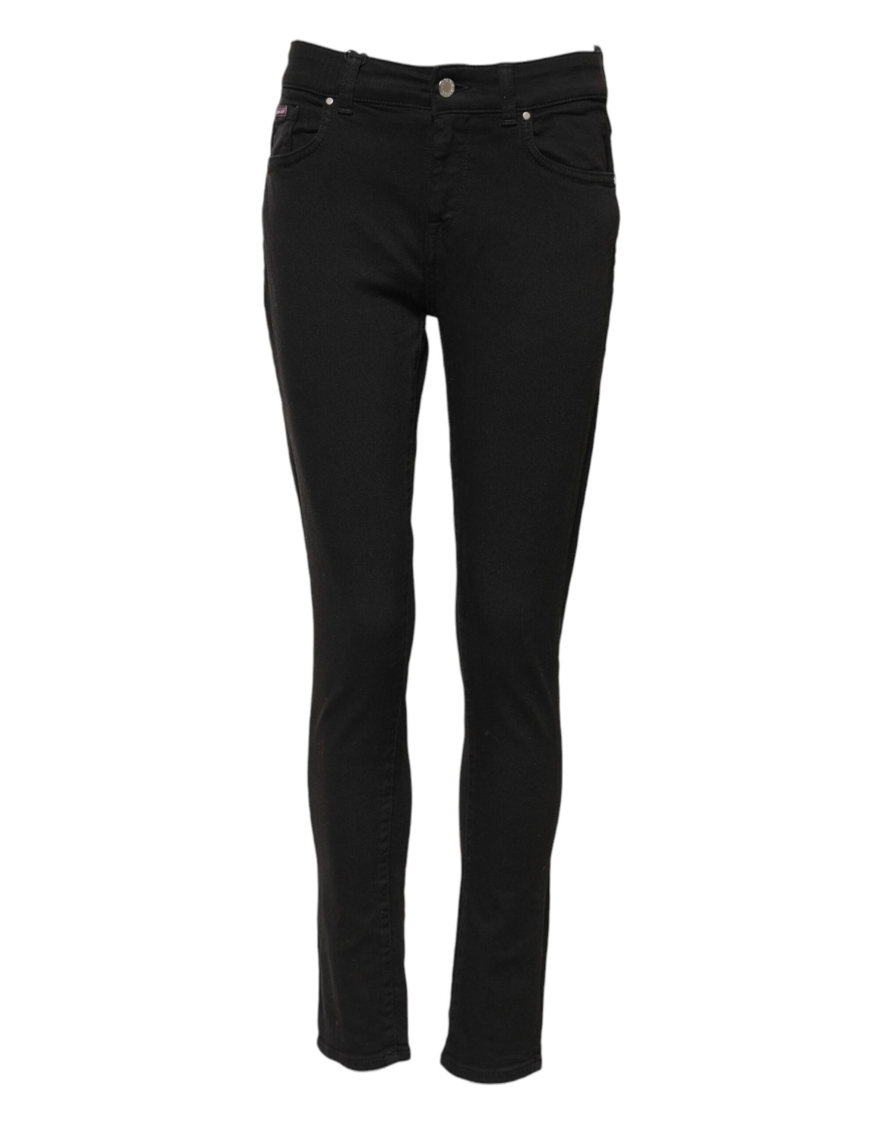 Dolce & Gabbana Schwarze Skinny Denim-Jeans aus Baumwolle mit mittlerer Taille