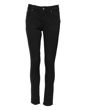 Dolce & Gabbana Schwarze Skinny Denim-Jeans aus Baumwolle mit mittlerer Taille