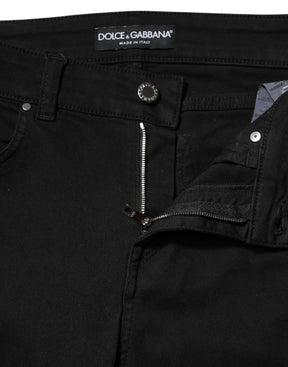 Dolce & Gabbana Schwarze Skinny Denim-Jeans aus Baumwolle mit mittlerer Taille