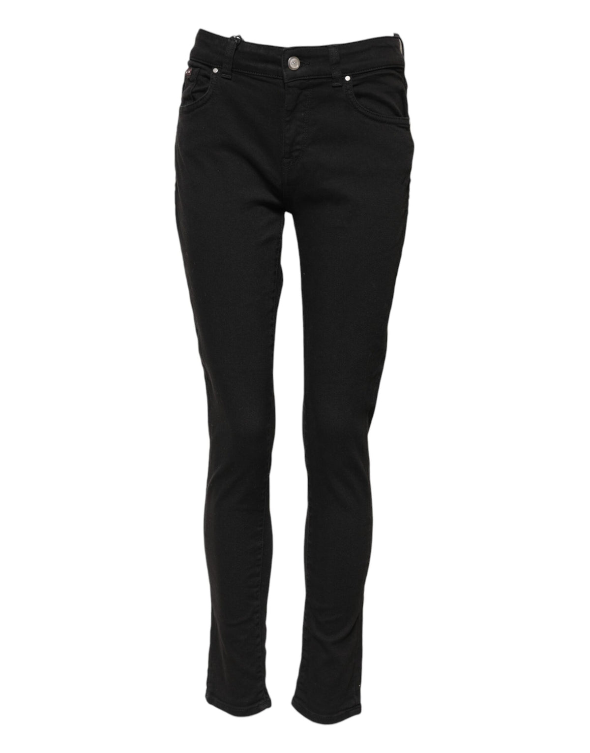 Dolce & Gabbana Schwarze Skinny Denim-Jeans aus Baumwolle mit mittlerer Taille