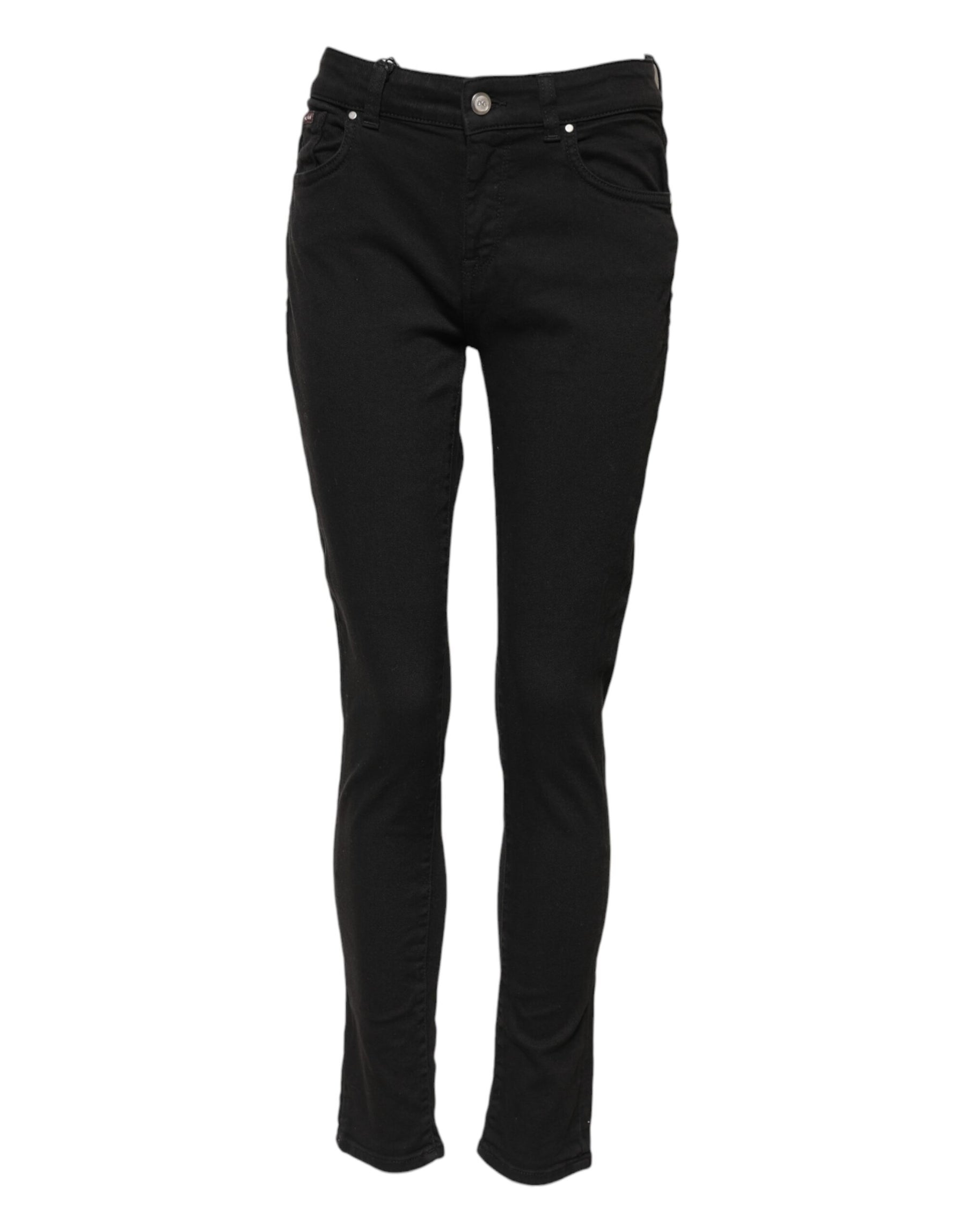 Dolce & Gabbana Schwarze Skinny Denim-Jeans aus Baumwolle mit mittlerer Taille