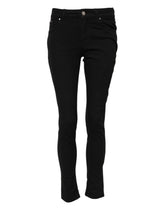 Dolce & Gabbana Schwarze Skinny Denim-Jeans aus Baumwolle mit mittlerer Taille