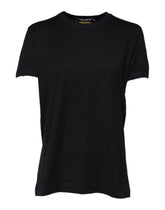 Dolce & Gabbana Schwarzes Baumwoll-DG-Druck-T-Shirt mit kurzen Ärmeln