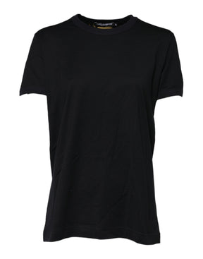 Dolce & Gabbana Schwarzes Baumwoll-DG-Druck-T-Shirt mit kurzen Ärmeln