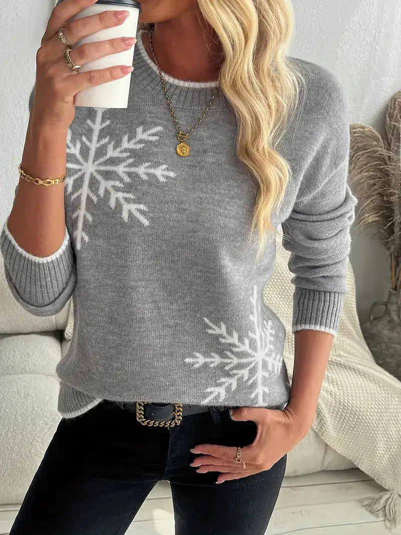 Kuschelig-warmes Herbst Must-Have: Grey Crew Neck Long Sleeve Sweater